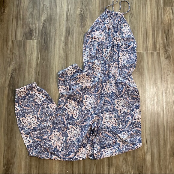 Forever 21 Pants - Forever 21 Open Back Halter Patterned Jumpsuit